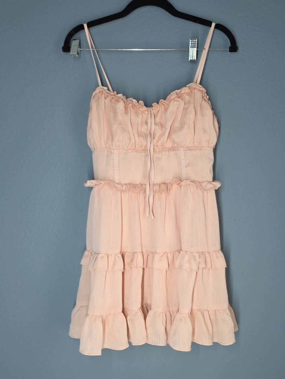 Womens Peach Ruffle Summer Glenda Dress with Spaghetti Straps C36